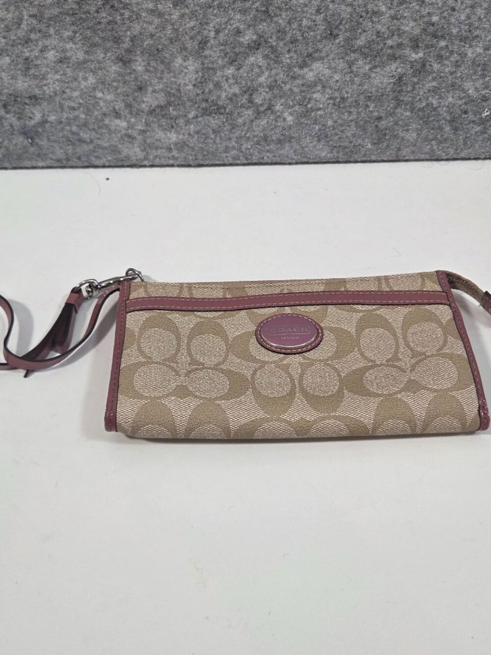 Coach Chelsea Heritage Wristlet Wallet Khaki Rose Signature 46775 Y2K Preppy